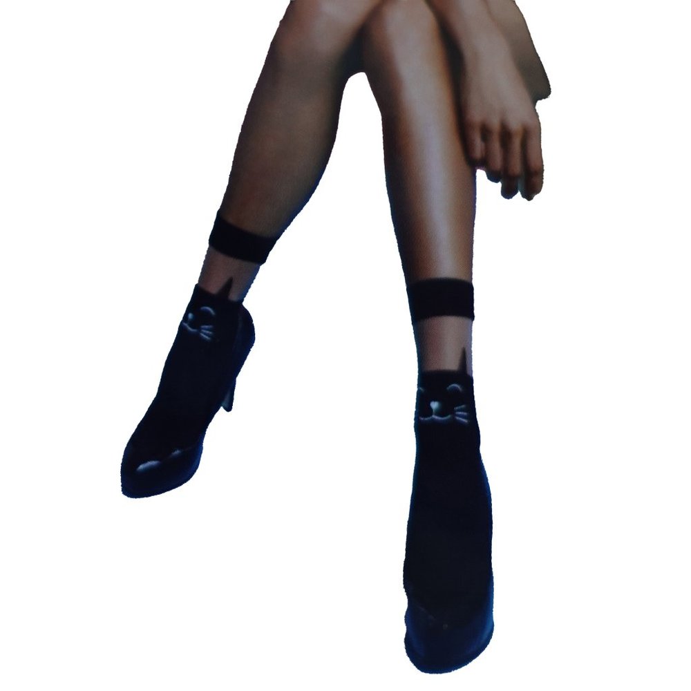 Cat Printed Sheer Socks Size 5-8